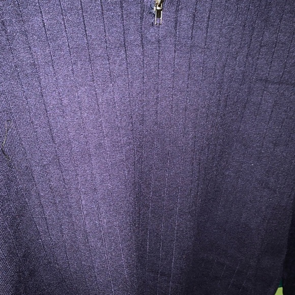 Sweater amens Purple Top Size Large Navy Blue Long Sleeve with 3/4 Zipper - Picture 2 of 5